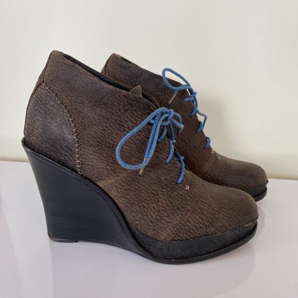 rag & bone Wedge Booties Boots Blue Lace Up Women's 10 Euro 40
